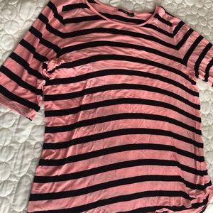 Pink and black striped top